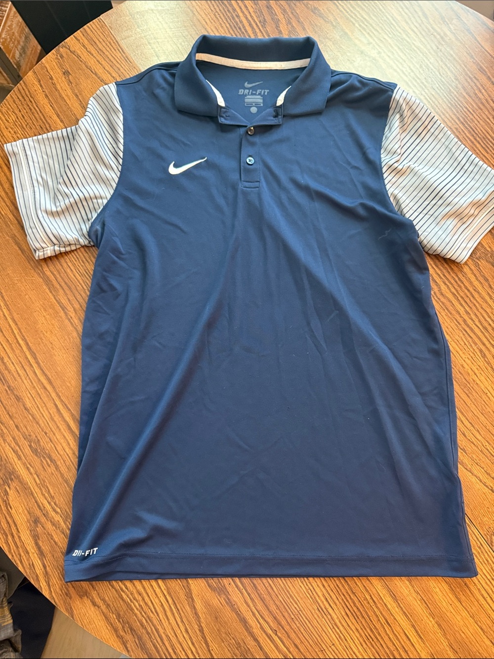 Nike Navy Polo with Gray Striped Sleeves - Men’s